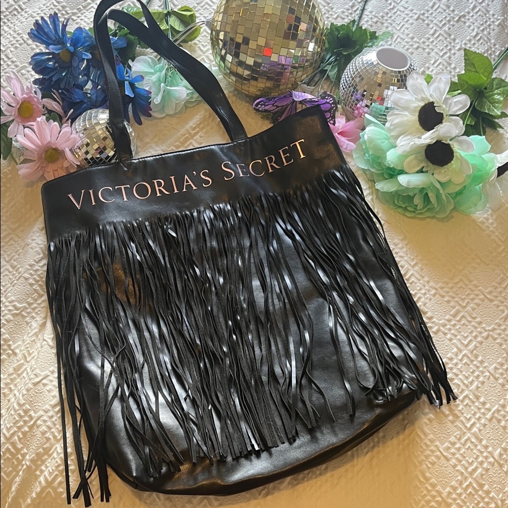 Victoria's Secret Black Tote with Fringe